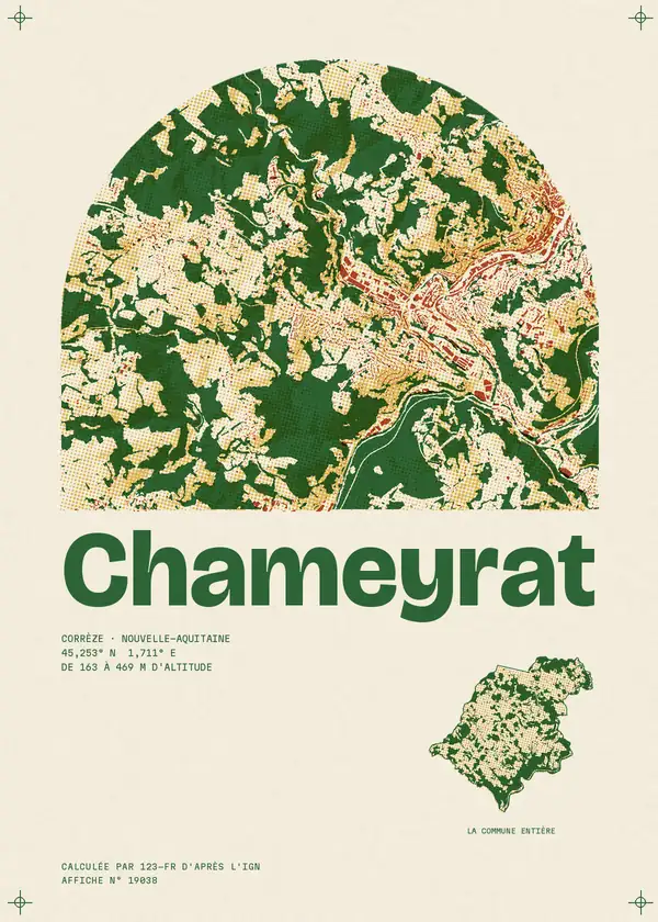 Affiche de Chameyrat, calculée par 123-fr d'après l'IGN