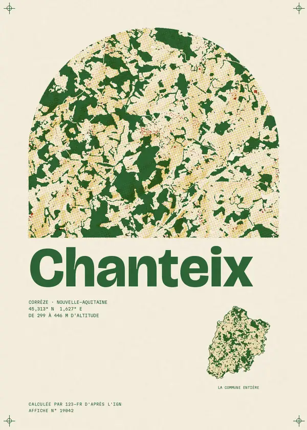 Affiche de Chanteix, calculée par 123-fr d'après l'IGN