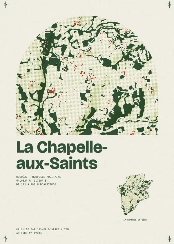 Affiche de La Chapelle-aux-Saints, calculée par 123-fr d'après l'IGN