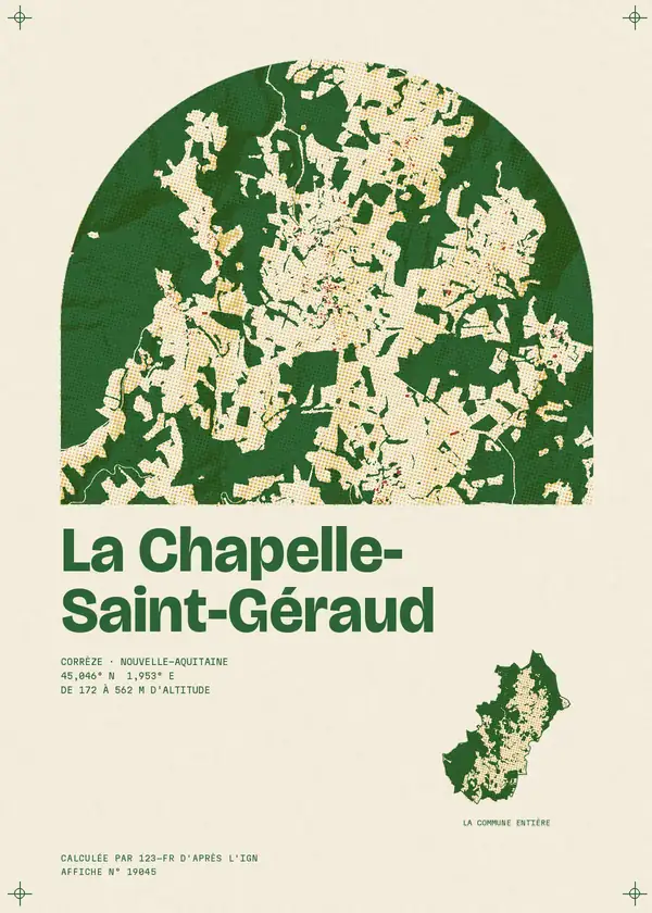 Affiche de La Chapelle-Saint-Géraud, calculée par 123-fr d'après l'IGN