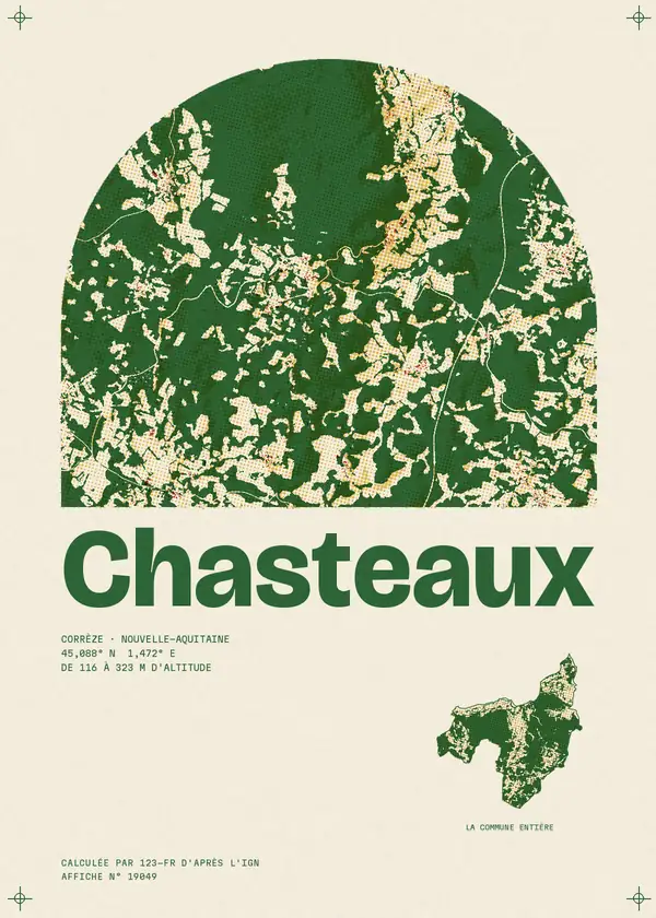 Affiche de Chasteaux, calculée par 123-fr d'après l'IGN