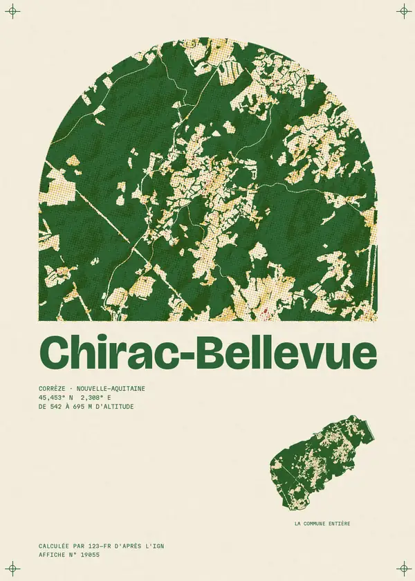 Affiche de Chirac-Bellevue, calculée par 123-fr d'après l'IGN