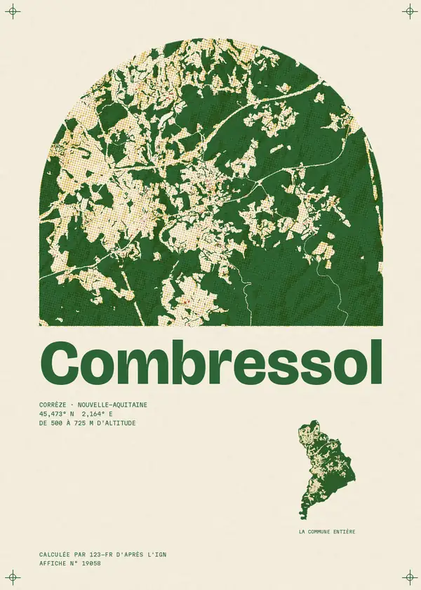 Affiche de Combressol, calculée par 123-fr d'après l'IGN