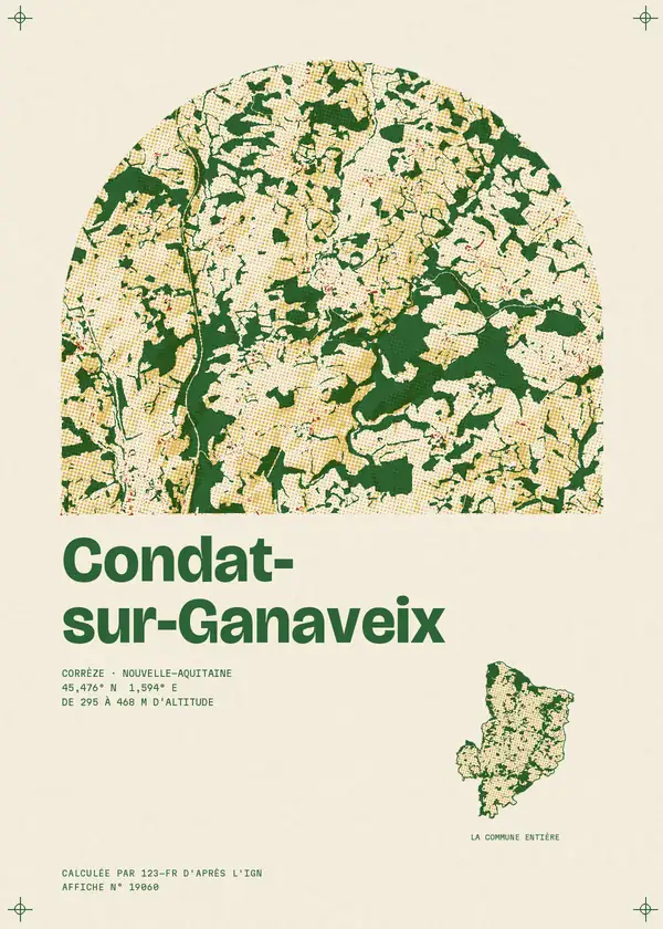 Affiche de Condat-sur-Ganaveix, calculée par 123-fr d'après l'IGN