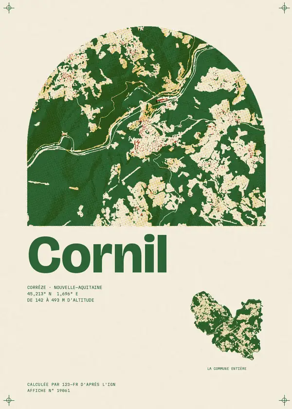 Affiche de Cornil, calculée par 123-fr d'après l'IGN