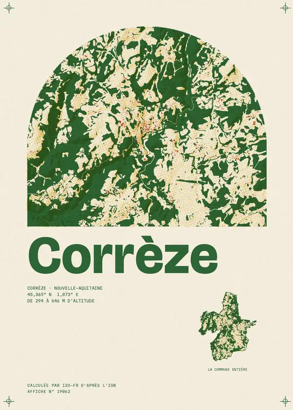Affiche de Corrèze, calculée par 123-fr d'après l'IGN