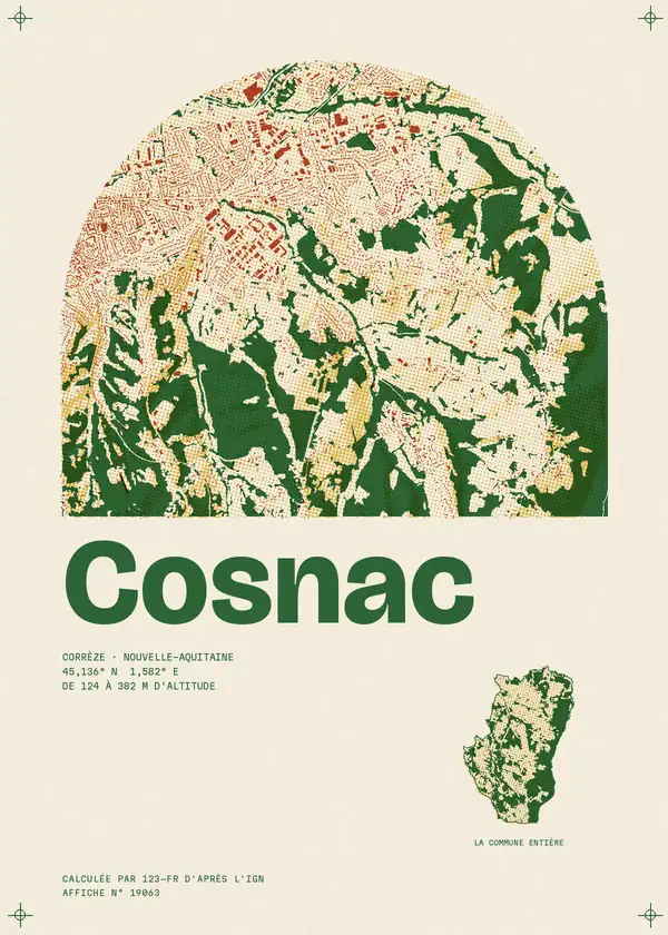 Affiche de Cosnac, calculée par 123-fr d'après l'IGN