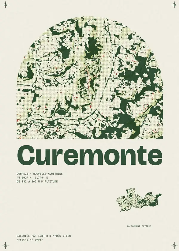 Affiche de Curemonte, calculée par 123-fr d'après l'IGN