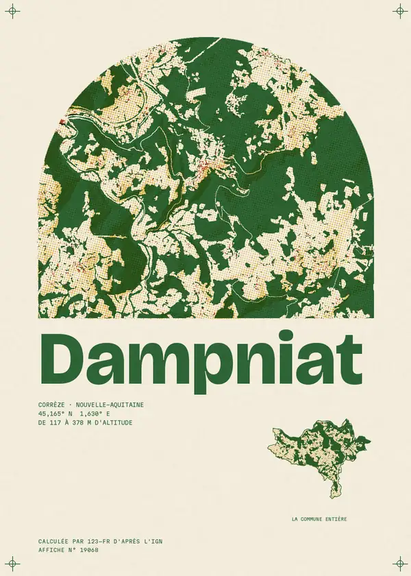 Affiche de Dampniat, calculée par 123-fr d'après l'IGN