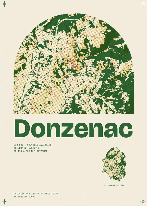 Affiche de Donzenac, calculée par 123-fr d'après l'IGN
