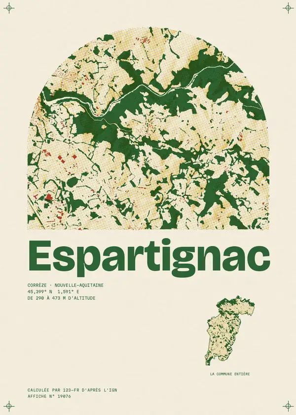 Affiche de Espartignac, calculée par 123-fr d'après l'IGN
