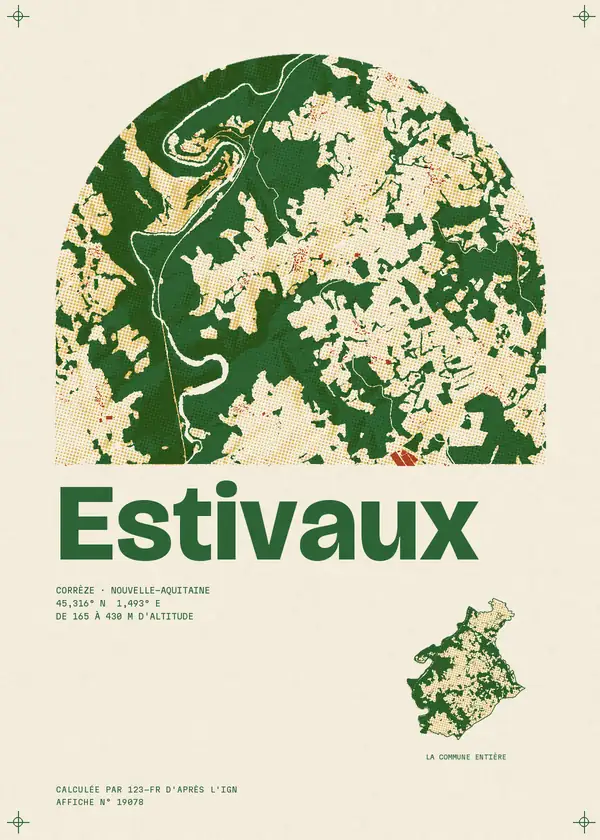 Affiche de Estivaux, calculée par 123-fr d'après l'IGN