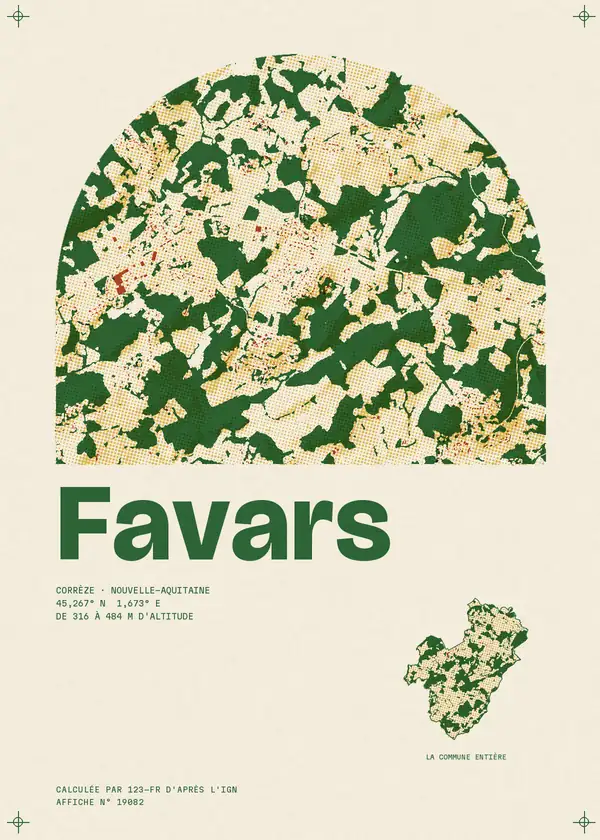 Affiche de Favars, calculée par 123-fr d'après l'IGN