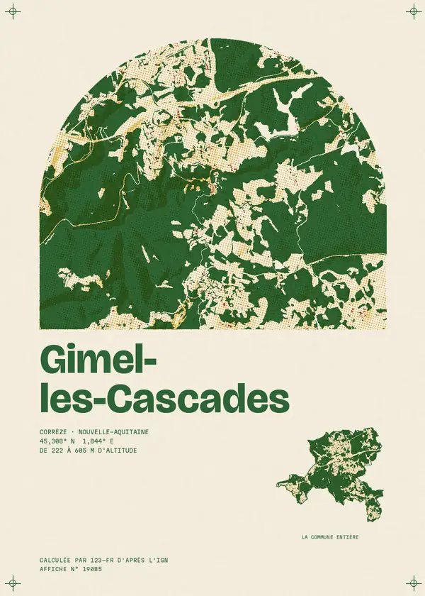Affiche de Gimel-les-Cascades, calculée par 123-fr d'après l'IGN