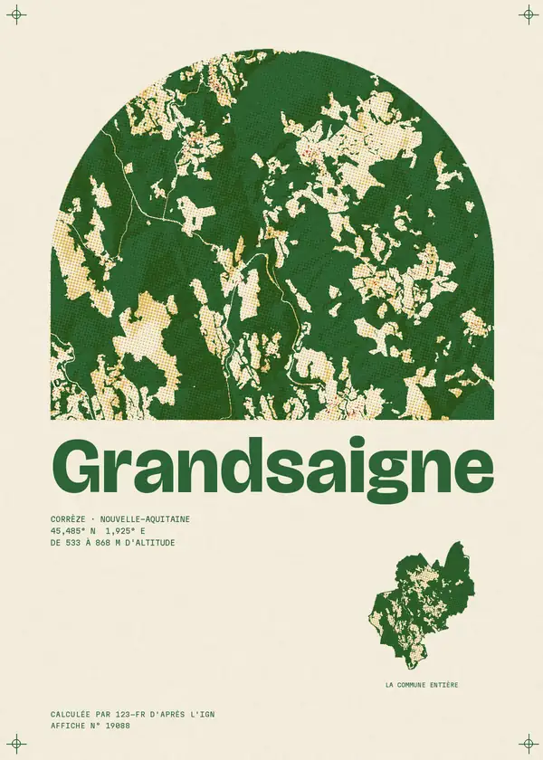 Affiche de Grandsaigne, calculée par 123-fr d'après l'IGN