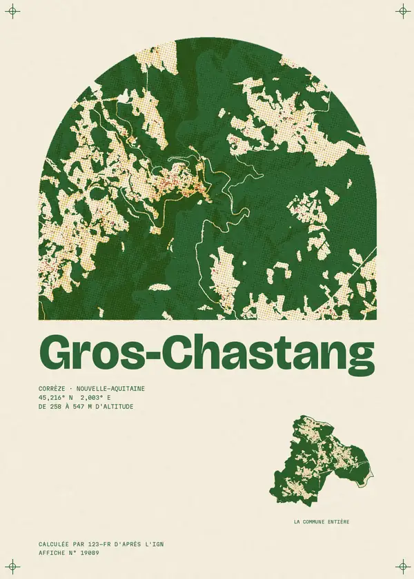 Affiche de Gros-Chastang, calculée par 123-fr d'après l'IGN