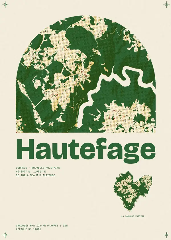 Affiche de Hautefage, calculée par 123-fr d'après l'IGN