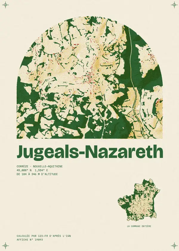 Affiche de Jugeals-Nazareth, calculée par 123-fr d'après l'IGN