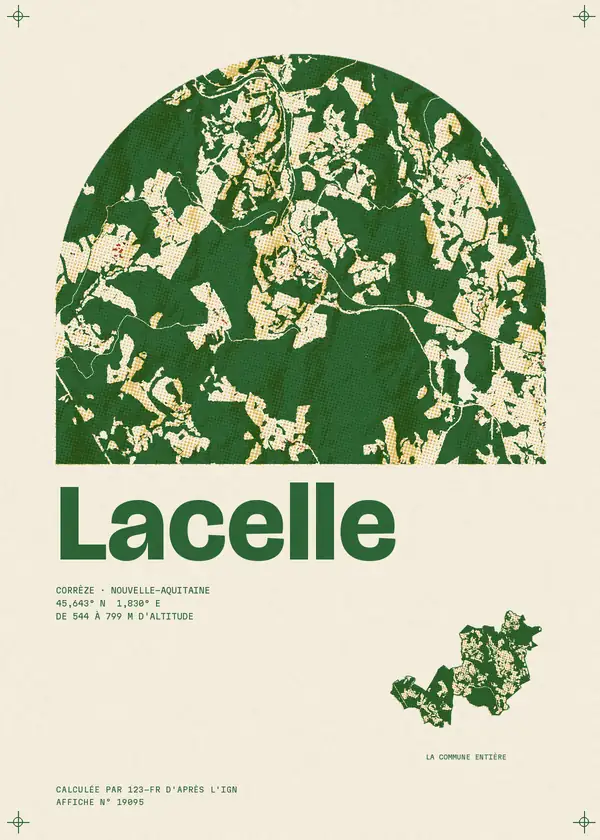 Affiche de Lacelle, calculée par 123-fr d'après l'IGN