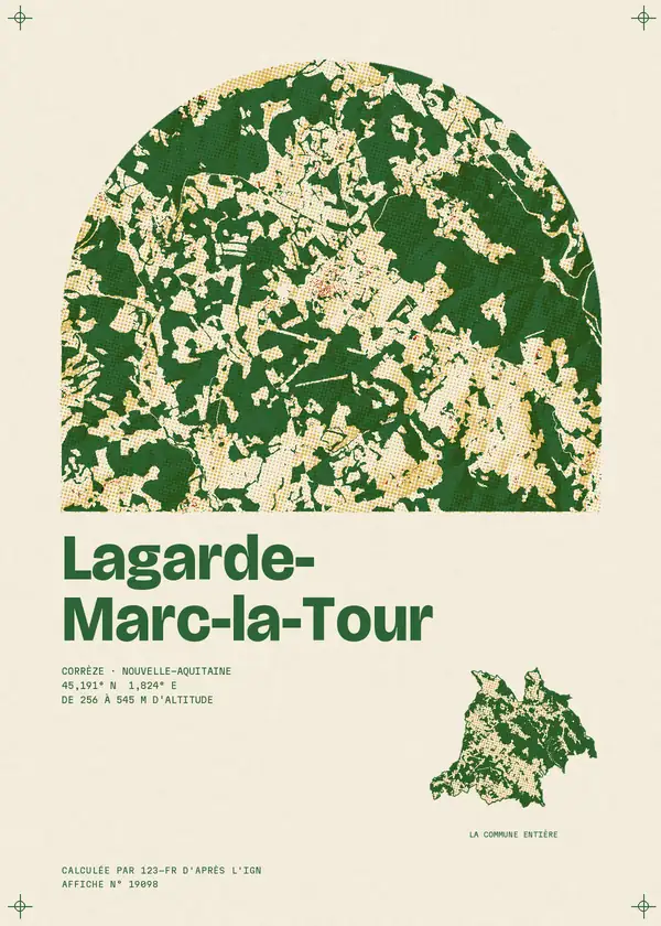 Affiche de Lagarde-Marc-la-Tour, calculée par 123-fr d'après l'IGN