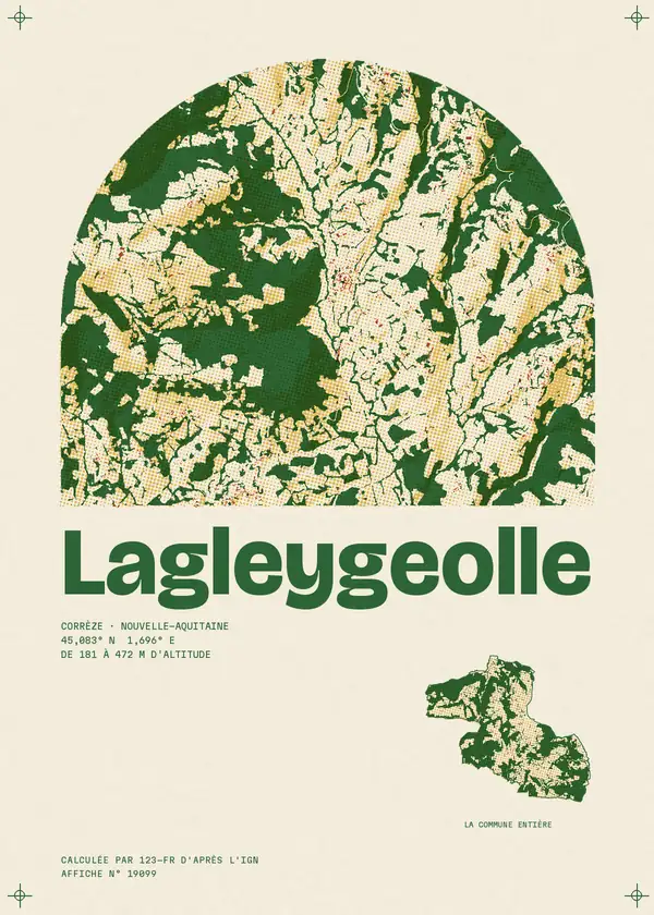 Affiche de Lagleygeolle, calculée par 123-fr d'après l'IGN