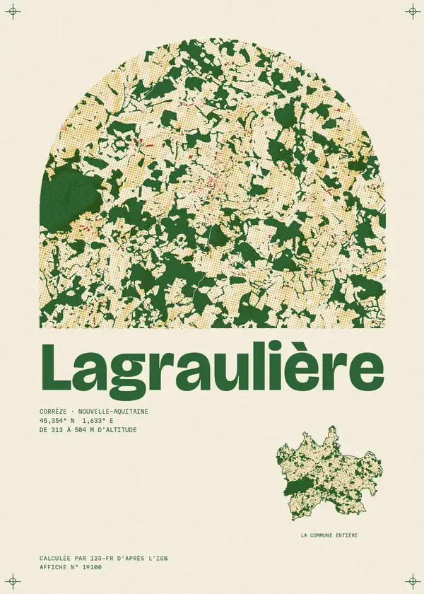 Affiche de Lagraulière, calculée par 123-fr d'après l'IGN