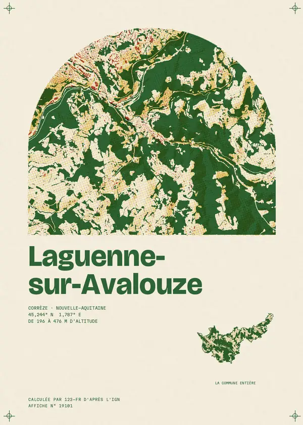 Affiche de Laguenne-sur-Avalouze, calculée par 123-fr d'après l'IGN