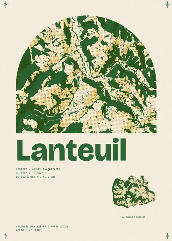Affiche de Lanteuil, calculée par 123-fr d'après l'IGN
