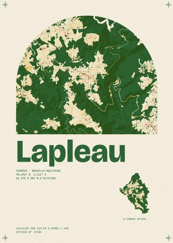 Affiche de Lapleau, calculée par 123-fr d'après l'IGN