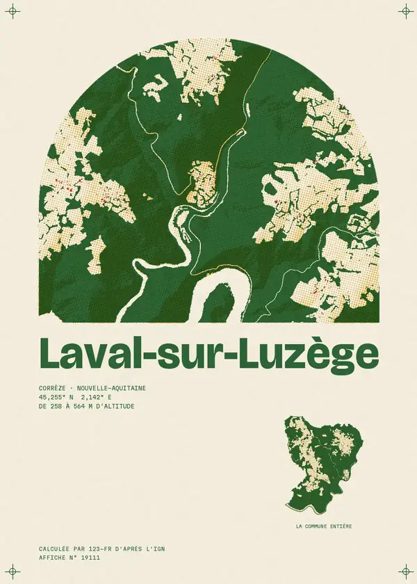 Affiche de Laval-sur-Luzège, calculée par 123-fr d'après l'IGN