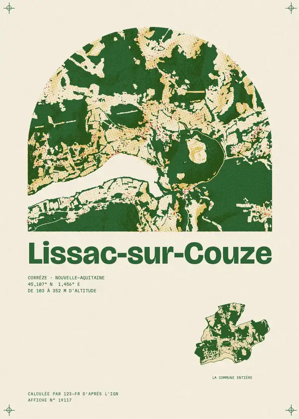 Affiche de Lissac-sur-Couze, calculée par 123-fr d'après l'IGN