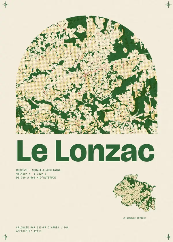 Affiche de Le Lonzac, calculée par 123-fr d'après l'IGN