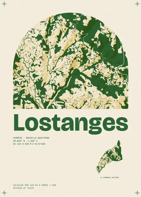 Affiche de Lostanges, calculée par 123-fr d'après l'IGN