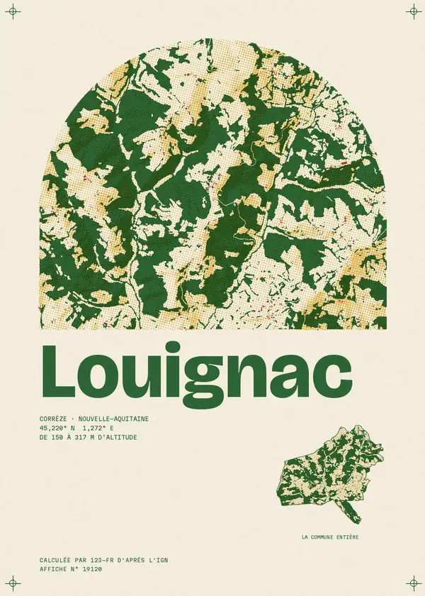 Affiche de Louignac, calculée par 123-fr d'après l'IGN