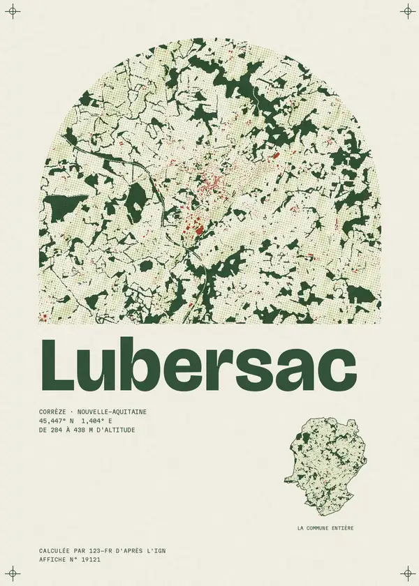 Affiche de Lubersac, calculée par 123-fr d'après l'IGN