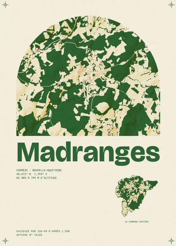 Affiche de Madranges, calculée par 123-fr d'après l'IGN