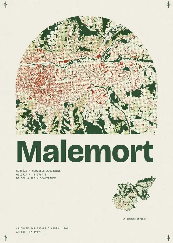 Affiche de Malemort, calculée par 123-fr d'après l'IGN