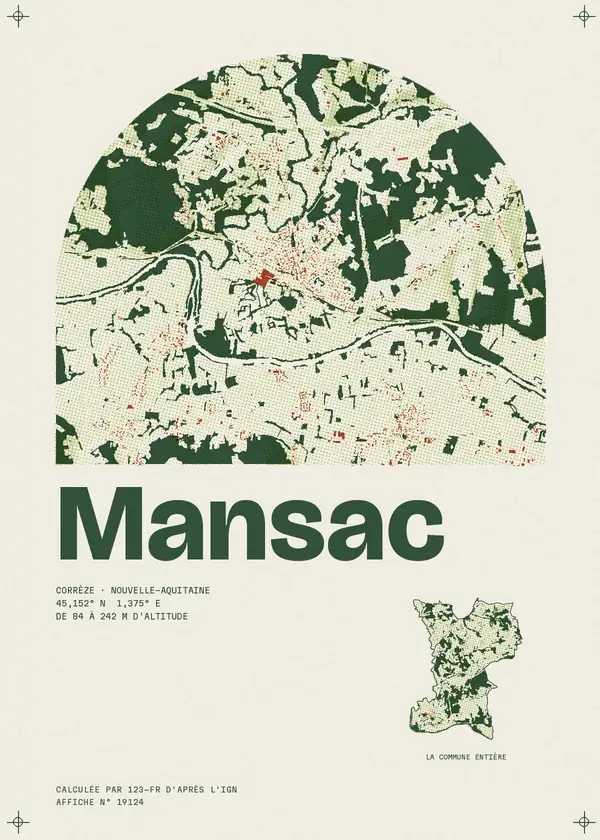 Affiche de Mansac, calculée par 123-fr d'après l'IGN