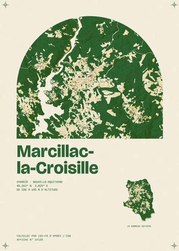 Affiche de Marcillac-la-Croisille, calculée par 123-fr d'après l'IGN