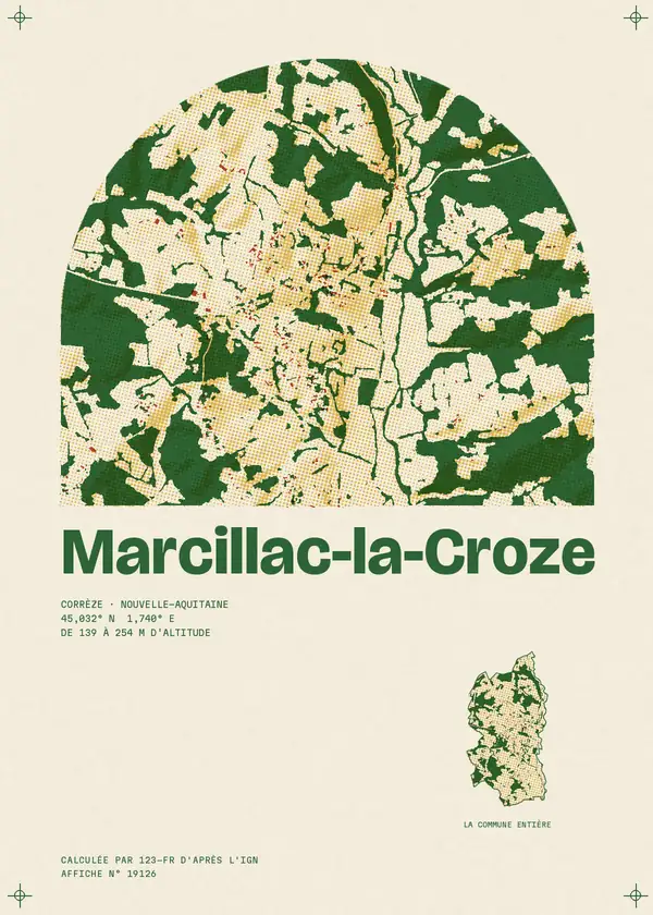 Affiche de Marcillac-la-Croze, calculée par 123-fr d'après l'IGN