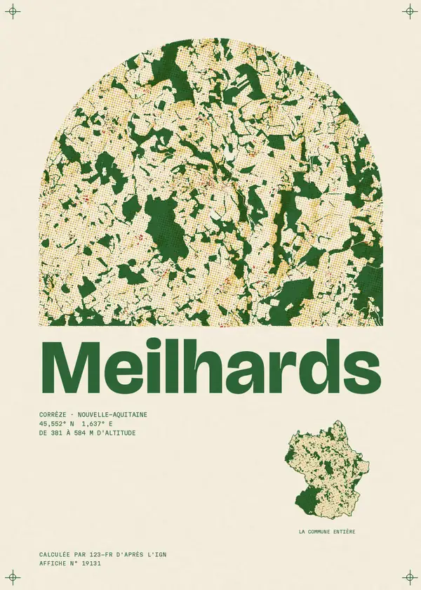 Affiche de Meilhards, calculée par 123-fr d'après l'IGN