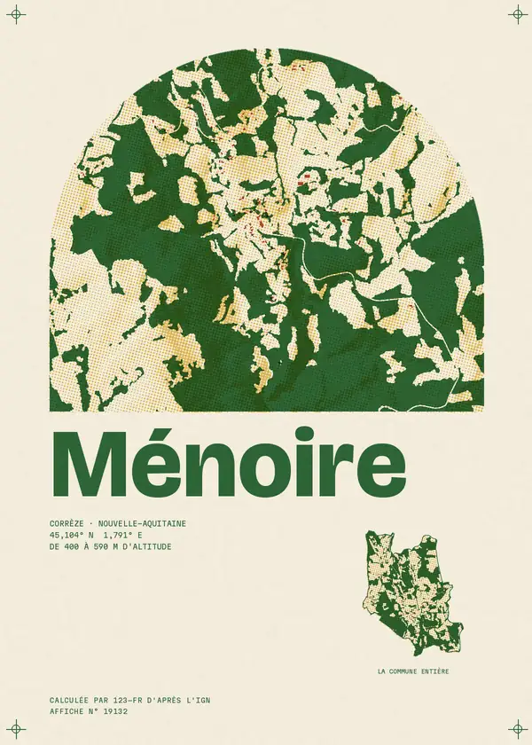 Affiche de Ménoire, calculée par 123-fr d'après l'IGN