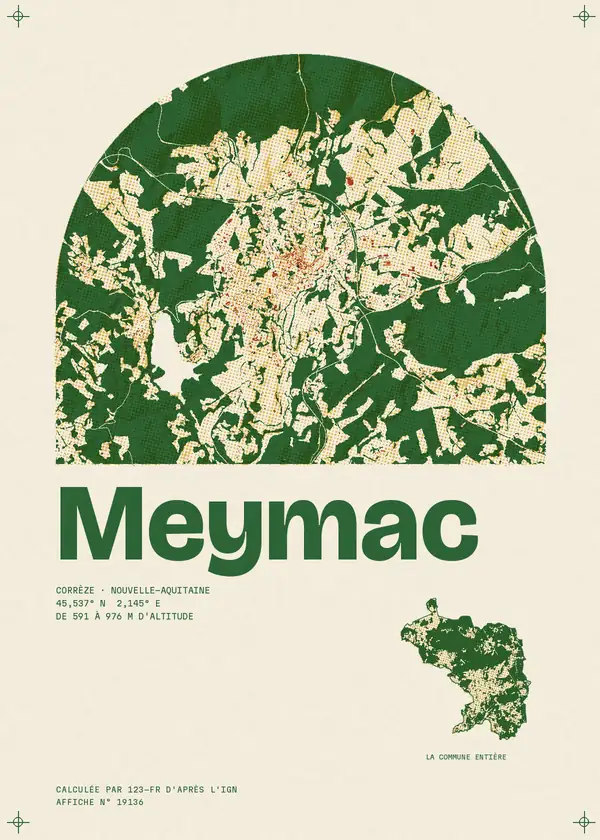 Affiche de Meymac, calculée par 123-fr d'après l'IGN