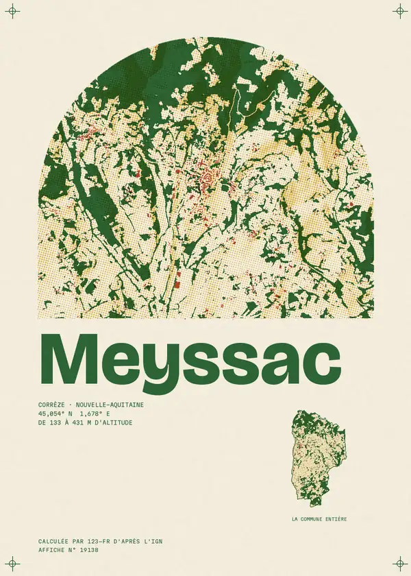 Affiche de Meyssac, calculée par 123-fr d'après l'IGN