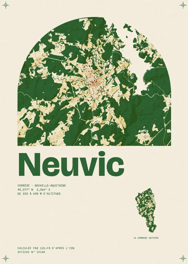 Affiche de Neuvic, calculée par 123-fr d'après l'IGN