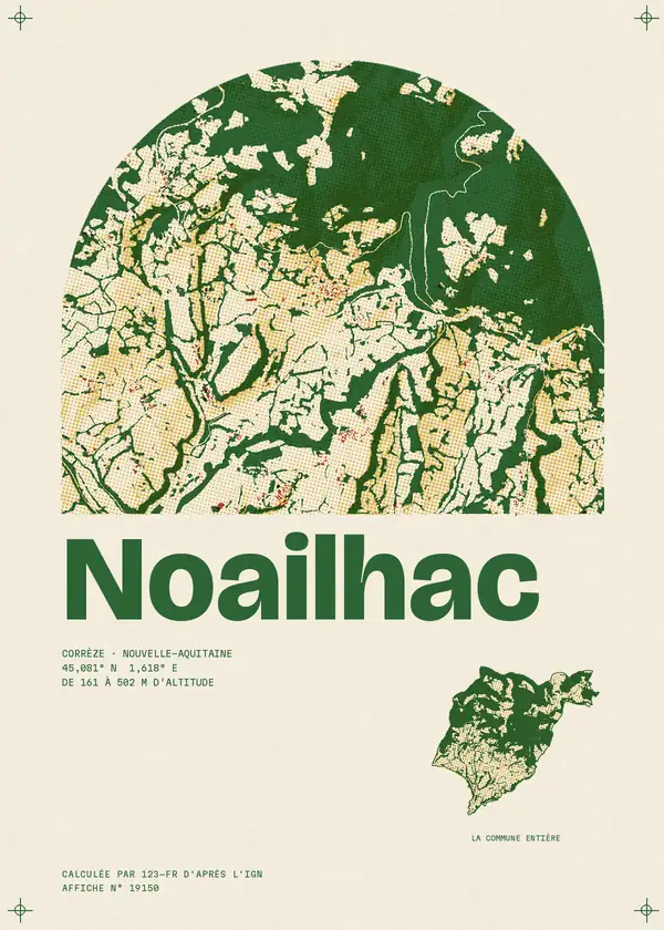 Affiche de Noailhac, calculée par 123-fr d'après l'IGN