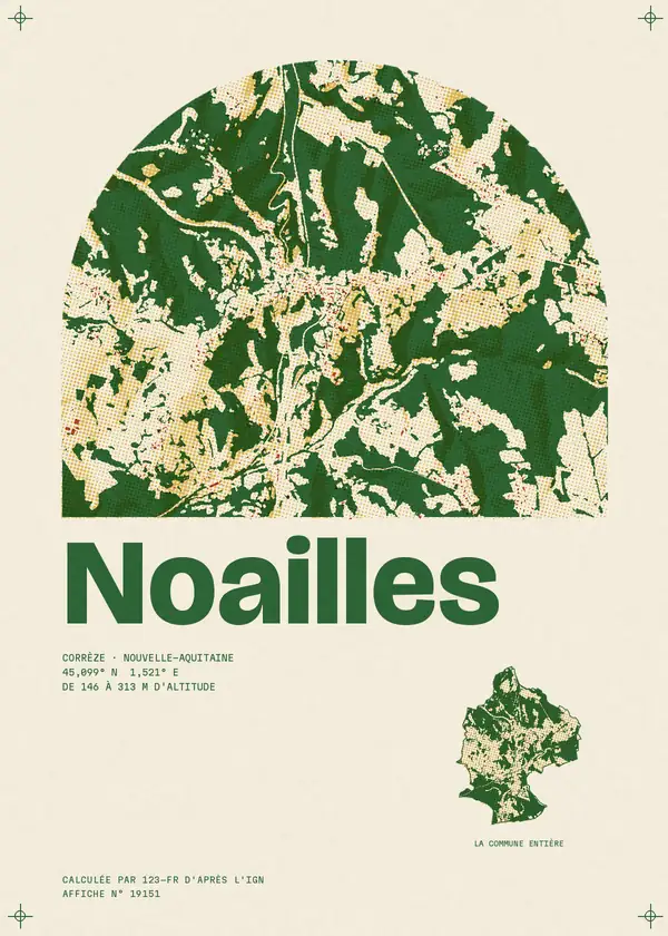 Affiche de Noailles, calculée par 123-fr d'après l'IGN