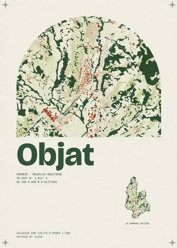 Affiche de Objat, calculée par 123-fr d'après l'IGN