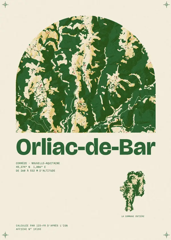 Affiche de Orliac-de-Bar, calculée par 123-fr d'après l'IGN