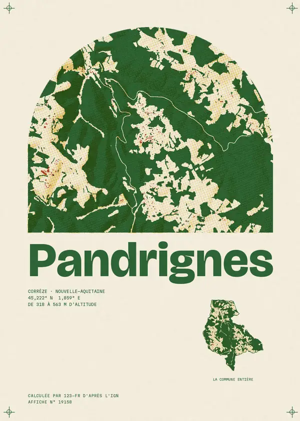 Affiche de Pandrignes, calculée par 123-fr d'après l'IGN
